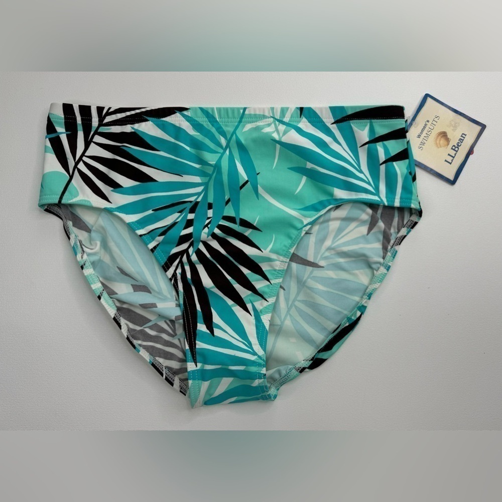 NWT L.L. Bean Floral Mid Rise Bikini Bathing Suit Bottom 14 R